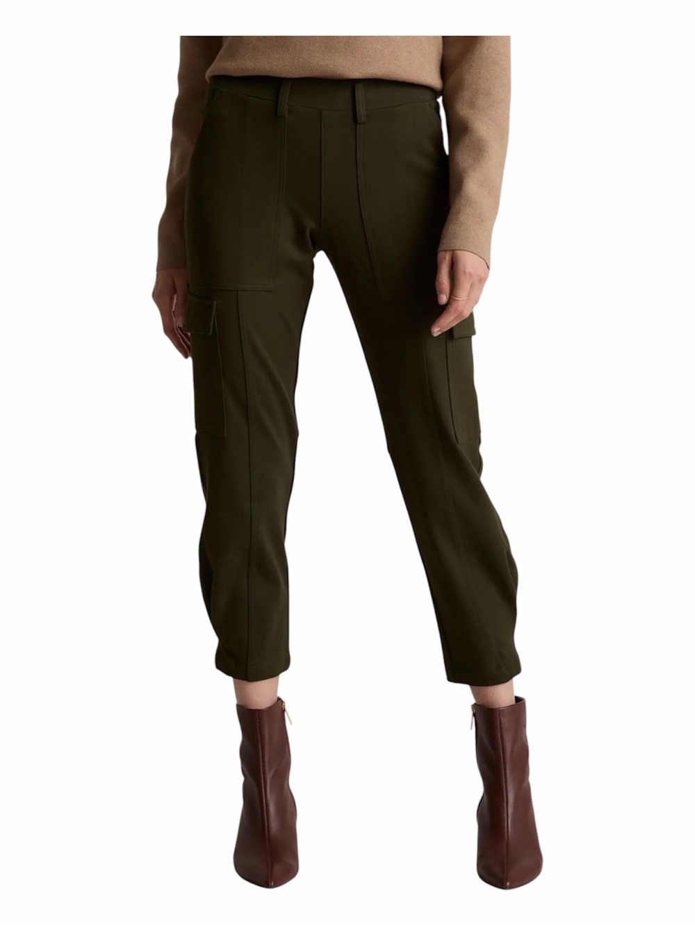 Quince Ultra-Stretch Ponte Tapered Utility Cargo Pants Olive Green Size Medium